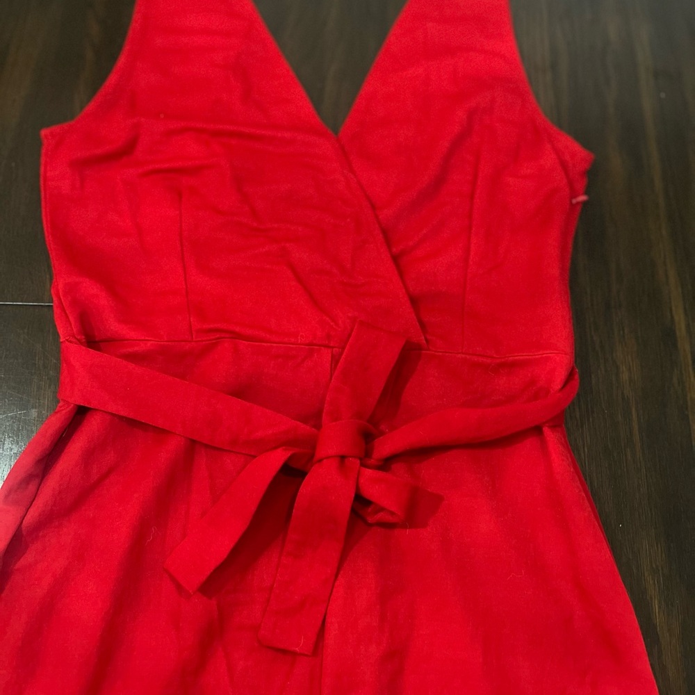 Mango Women’s  Red Solid Sleeveless Wrap Dress